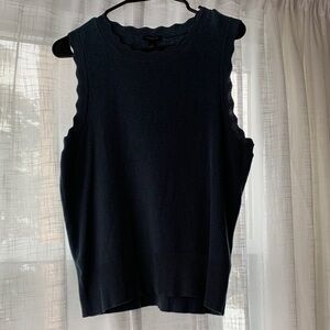 Ann Taylor Dark Blue Scalloped Vest